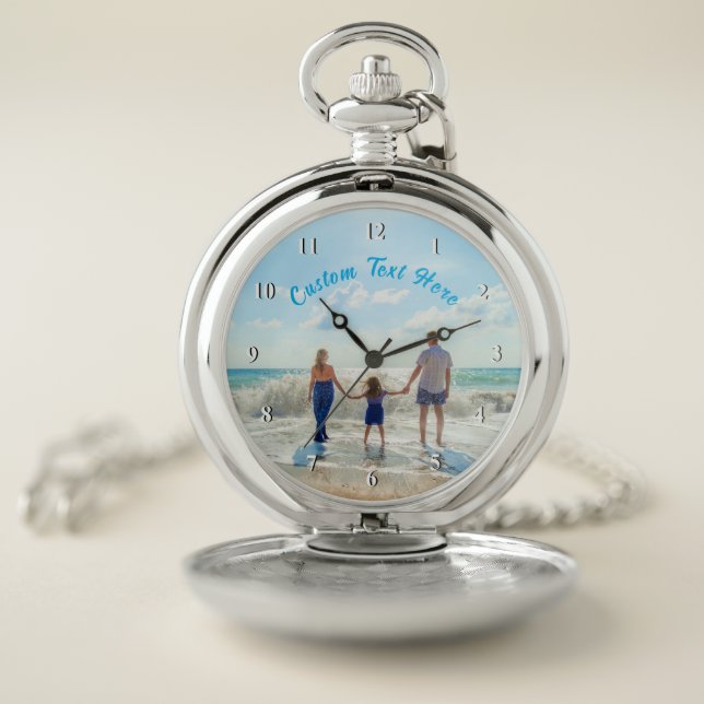 Custom Photo Text  Pocket Watch Your Photos Gift (Inside)