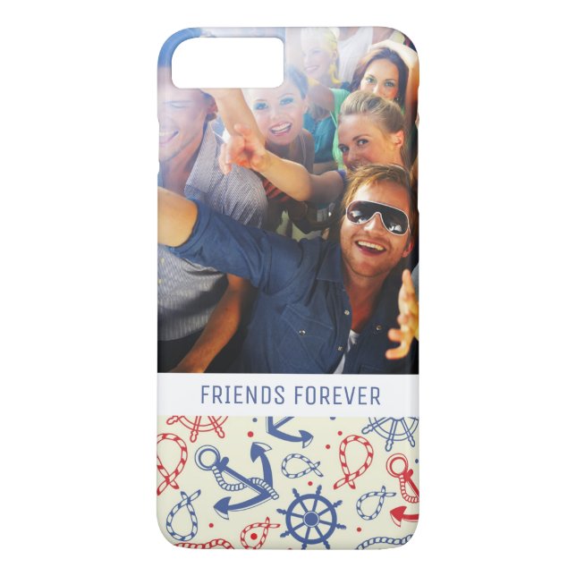 Custom Photo & Text Red and Navy with Anchor Case-Mate iPhone Case (Back)