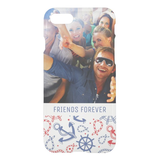Custom Photo & Text Red and Navy with Anchor Uncommon iPhone Case (Back)