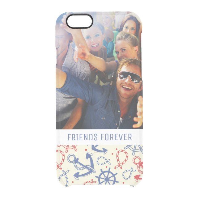 Custom Photo & Text Red and Navy with Anchor Uncommon iPhone Case (Back)