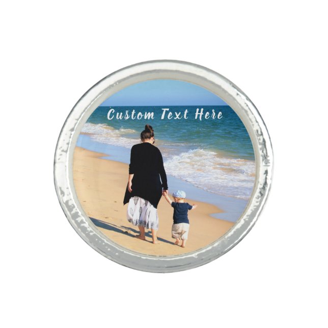Custom Photo Text Ring Mom Gifts Your Own Design (Front)