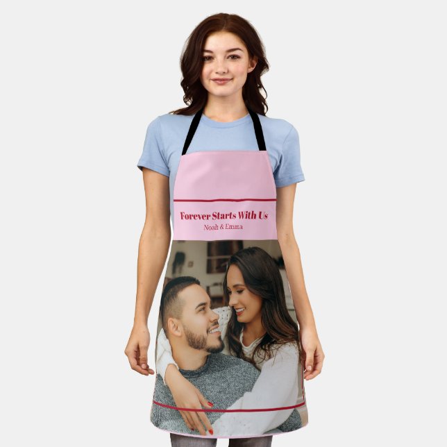 Custom Photo & Text Romantic Gift - Personalized  Apron (Worn)