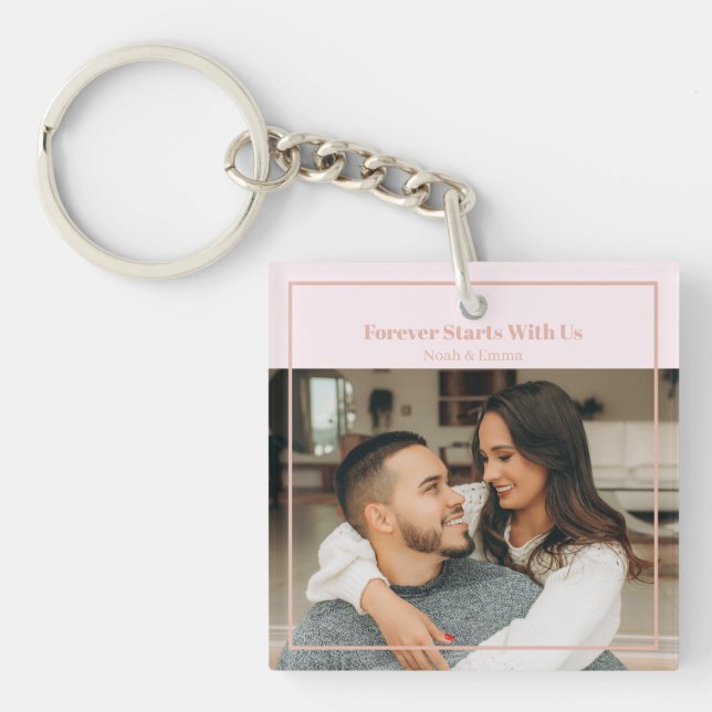 Custom Photo & Text Romantic Gift - Personalized  Keychain (Front)