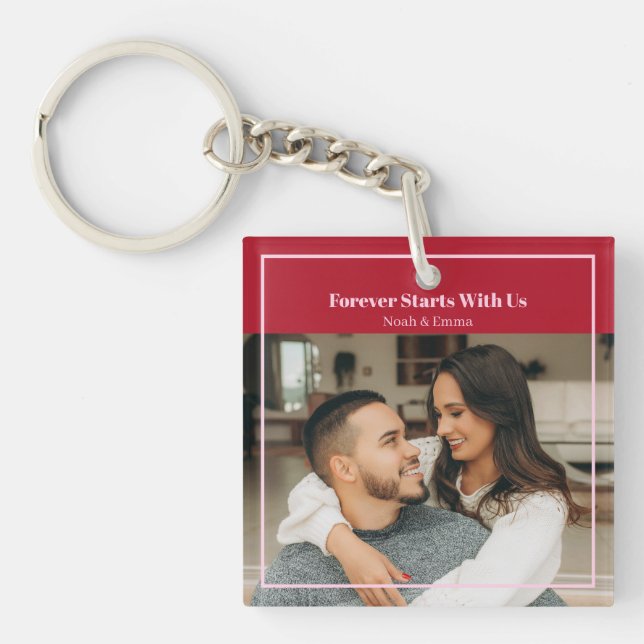 Custom Photo & Text Romantic Gift - Personalized  Keychain (Front)