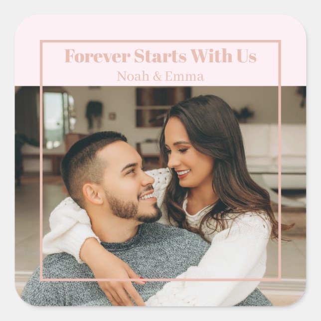 Custom Photo & Text Romantic Gift - Personalized  Square Sticker (Front)