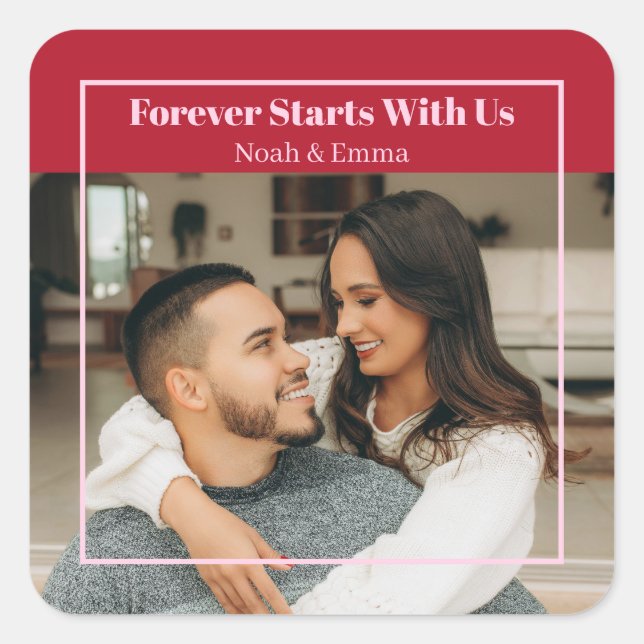 Custom Photo & Text Romantic Gift - Personalized  Square Sticker (Front)