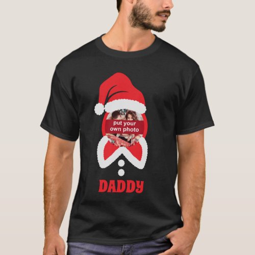 Custom Photo Text Santa Claus Christmas T_Shirt