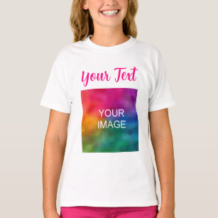 Custom Photo Text Script Typography Kids Girls T-Shirt