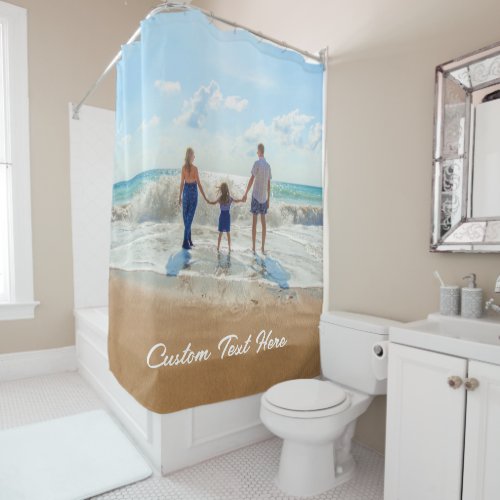 Custom Photo Text Shower Curtain Your Family Photo