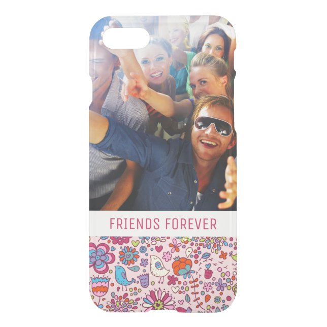Custom Photo & Text Spring pattern with flowers Uncommon iPhone Case (Back)
