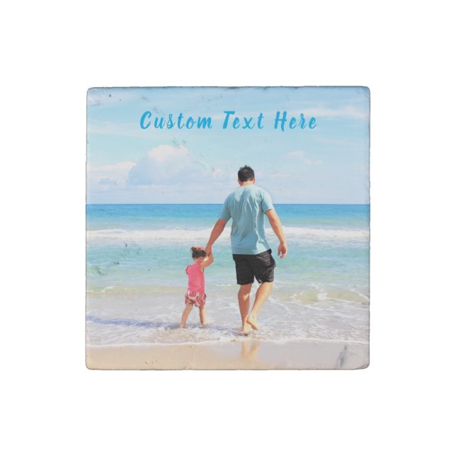 Custom Photo Text Stone Magnet Your Photos Design (Front)