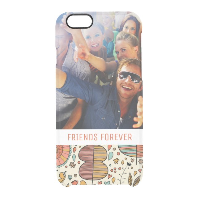 Custom Photo & Text Summer Leaves Pattern Uncommon iPhone Case (Back)