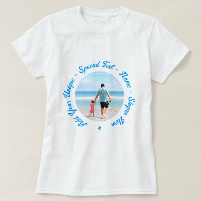 Custom Photo Text T-Shirt Your Family Photos Dad (Design Front)