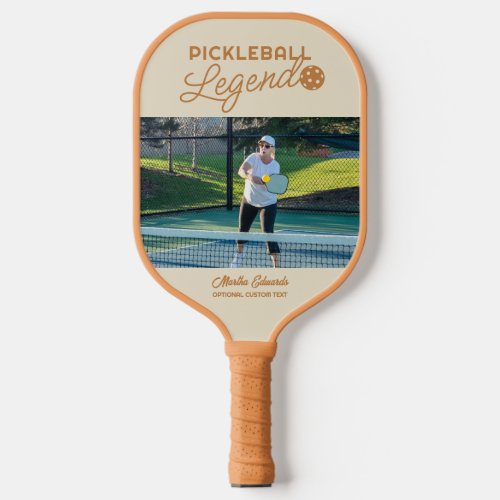 Custom Photo  Text Tan Personalized Legend Pickleball Paddle