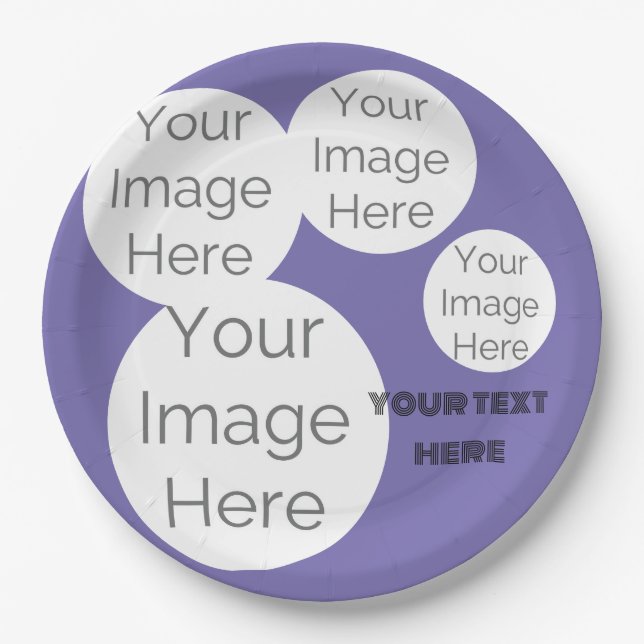custom photo text template purple paper plates (Front)