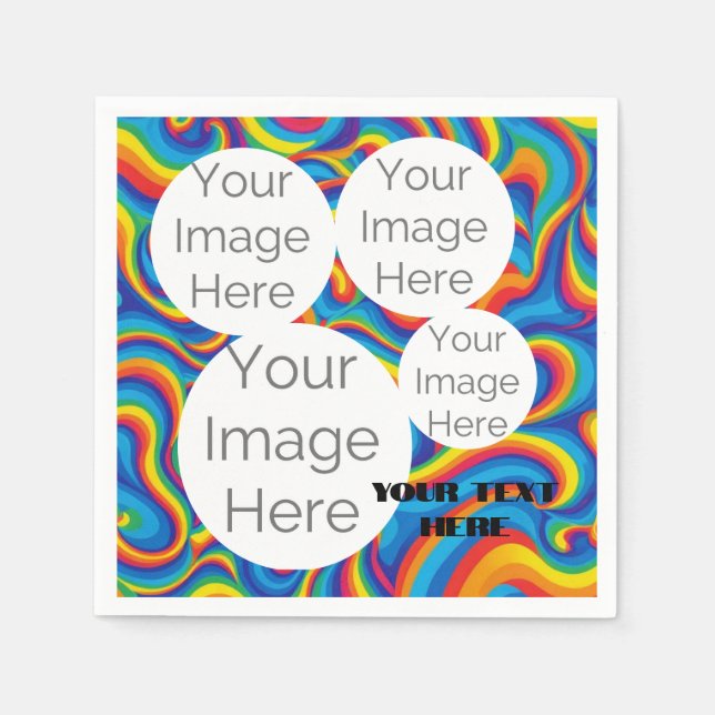 custom photo text template rainbow napkins (Front)