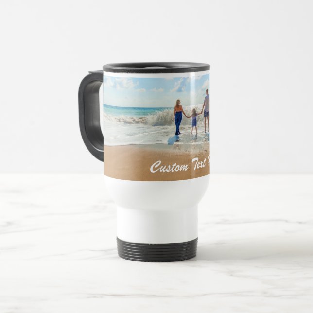 Custom Photo Text Travel Mug Your Family Photos (Front Left)