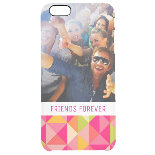 Custom Photo & Text Triangles geometrical pattern Uncommon iPhone Case (Back)