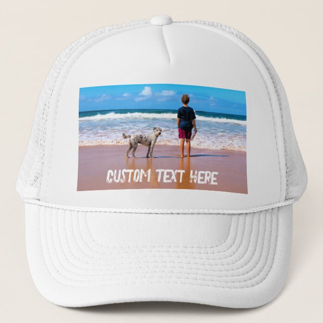 Custom Photo Text Trucker Hat Your Favorite Photos (Front)