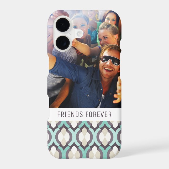 Custom Photo & Text Turquoise Moroccan Pattern Iphone Case (Back)