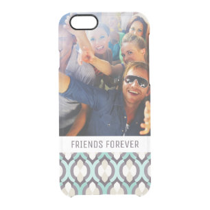 Custom Photo & Text Turquoise Moroccan Pattern Clear iPhone 6/6S Case