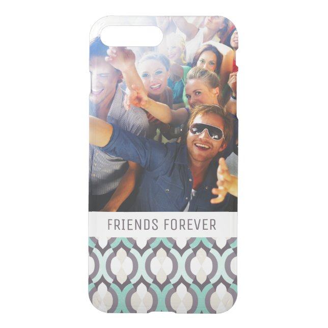 Custom Photo & Text Turquoise Moroccan Pattern Uncommon iPhone Case (Back)