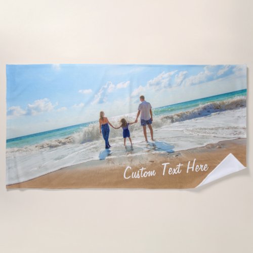 Custom Photo Text Vacation Beach Towel Your Design