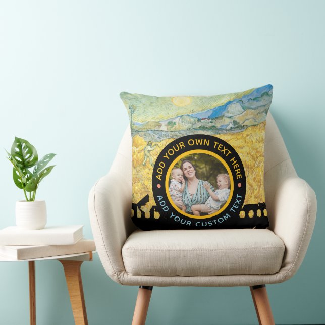 Custom Photo Text – Van Gogh Art Personalized Gift Throw Pillow (Chair)