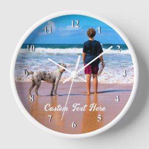 Custom Photo Text Wall Clock Gift with Your Pet