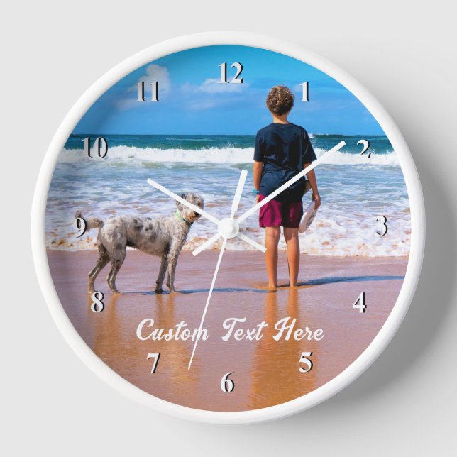 Custom Photo Text Wall Clock Gift with Your Pet (Front)