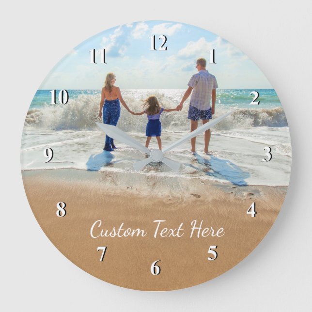 Custom Photo Text Wall Clock Your Design - Family (Front)