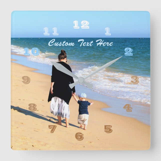 Custom Photo Text Wall Clock Your Own Design (Front)
