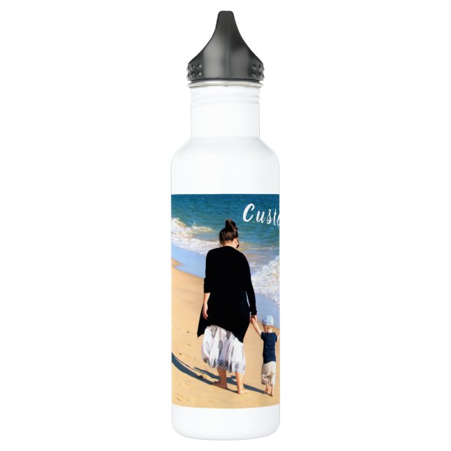 Custom Photo Text Water Bottle with Your Photos (Left)