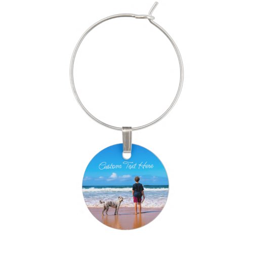 Custom Photo Text Wine Charm with Your Pets Photos