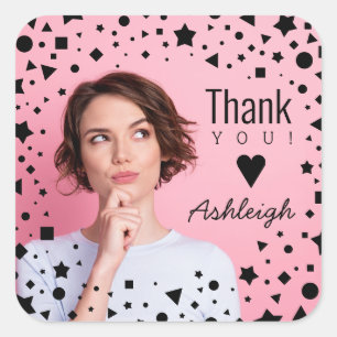 Custom Photo Than You Birthday Square Sticker