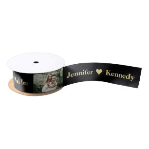 Custom Photo Thank you Couple Name Wedding Favor Satin Ribbon