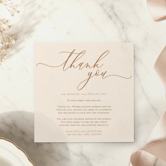 Custom Photo Thank You cream beige Wedding Enclosure Card
