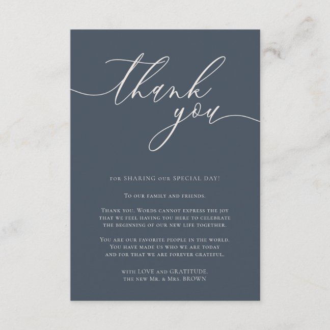 Custom Photo Thank You Dark Blue And Ivory Enclosure Card