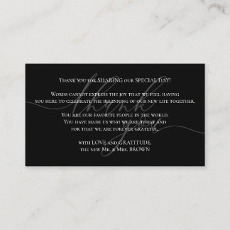 Custom Photo Thank You for sharing wedding black Enclosure Card