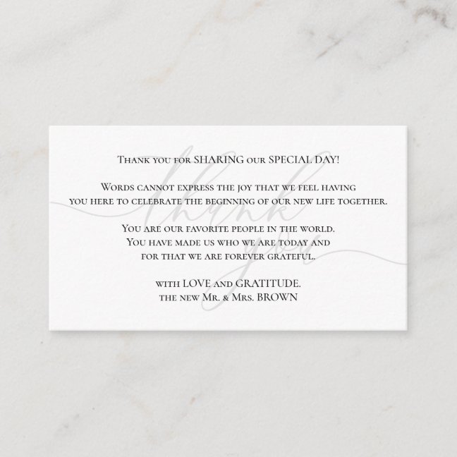 Custom Photo Thank You for sharing wedding day Enclosure Card