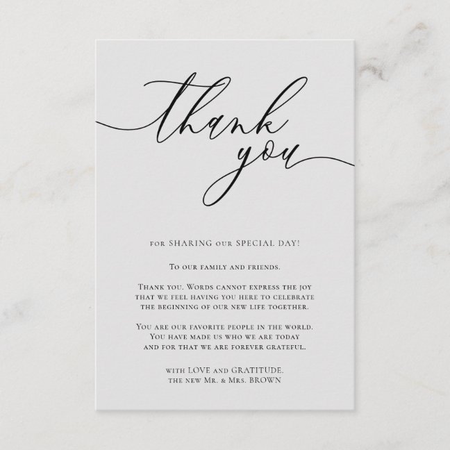 Custom Photo Thank You Gray Enclosure Card