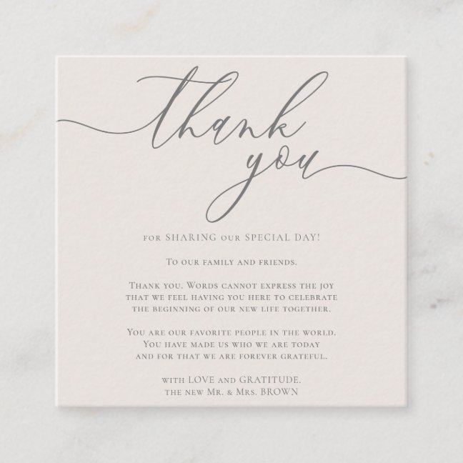 Custom Photo Thank You Grey And Ivory Wedding Enclosure Card
