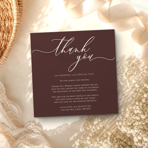 Custom Photo Thank You Mini Chocolate Brown Enclosure Card