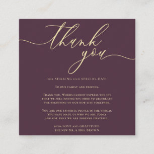 Custom Photo Thank You Mini Midnight Fig Enclosure Card