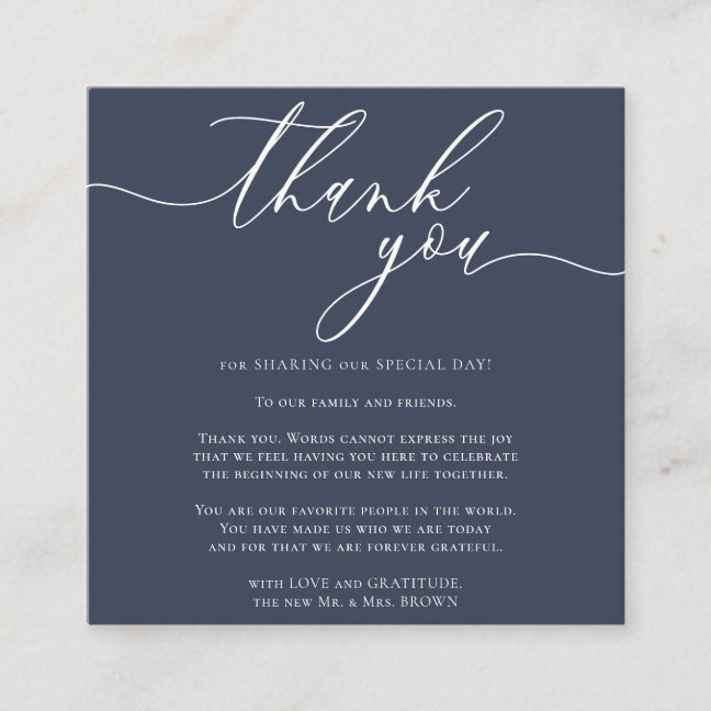 Custom Photo Thank You Mini Navy Enclosure Card