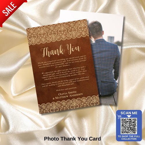 Custom Photo Thank You Rustic Gold Lace