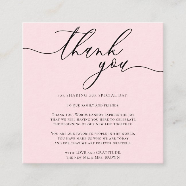 Custom Photo Thank You simple pink cute Enclosure Card