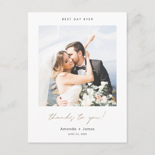 Custom Photo Thank You Wedding Postcard Template