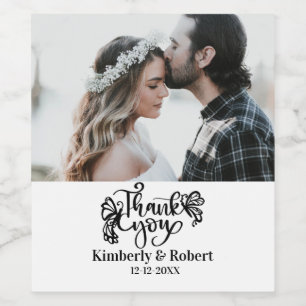 Custom Photo Thank You Wedding Wine Label