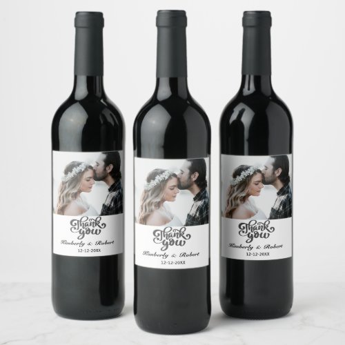 Custom Photo Thank You Wedding Wine Label